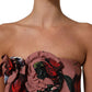 Dolce & Gabbana Dusty Pink Silk Floral Strapless Maxi Dress