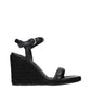 Gianvito Rossi Black Leather Wedge Sandals