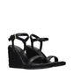 Gianvito Rossi Black Leather Wedge Sandals