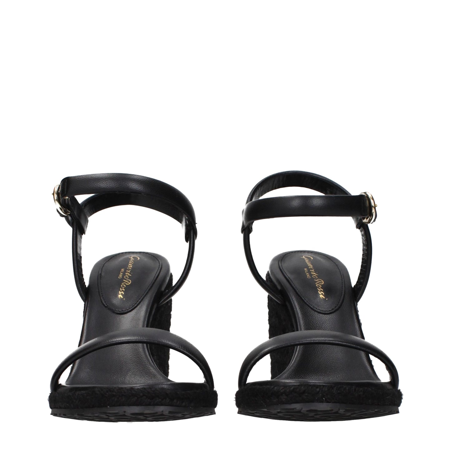 Gianvito Rossi Black Leather Wedge Sandals
