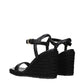 Gianvito Rossi Black Leather Wedge Sandals