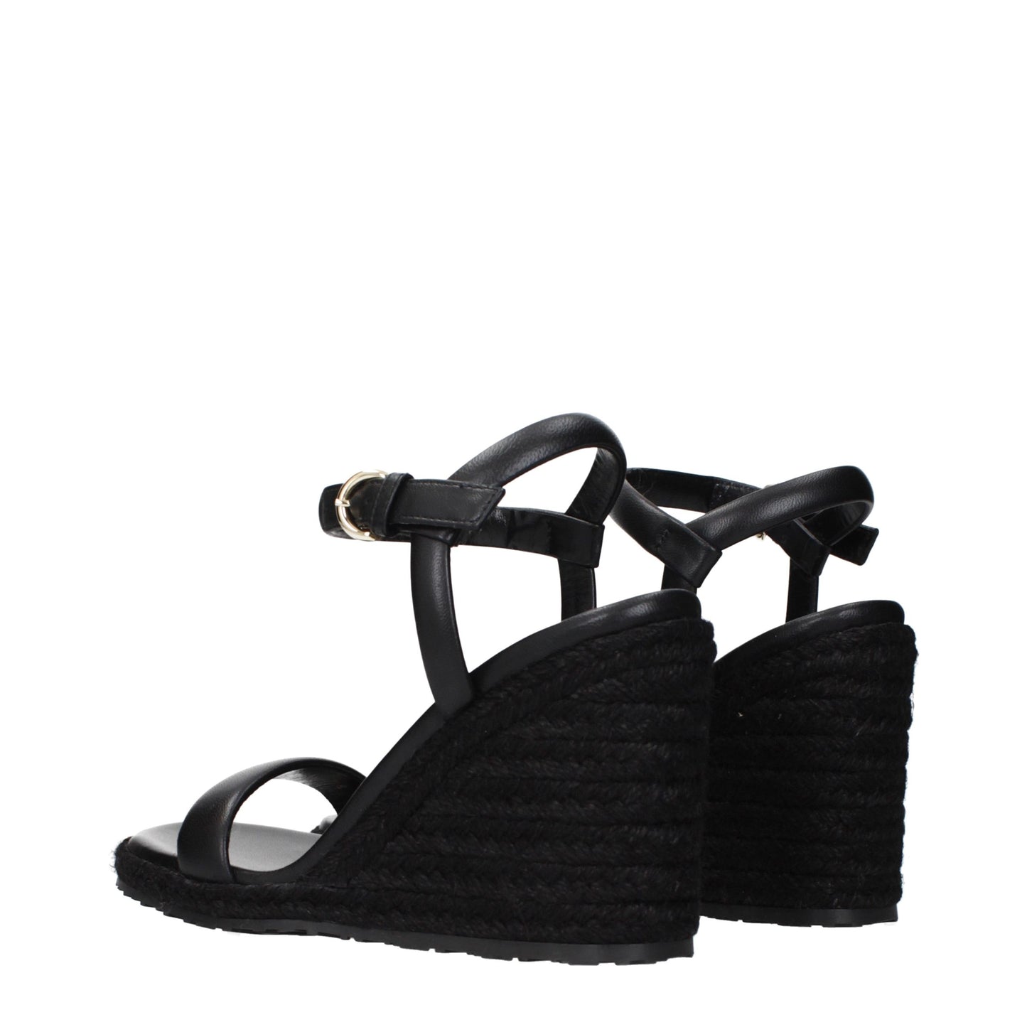 Gianvito Rossi Black Leather Wedge Sandals
