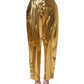 Dolce & Gabbana Metallic Gold High Waist Pleated Tapered Pants