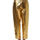 Dolce & Gabbana Metallic Gold High Waist Pleated Tapered Pants