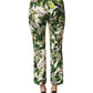 Dolce & Gabbana White Floral Print Cropped Straight Pants