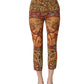 Dolce & Gabbana Multicolor Mosaic Print Crepe Cropped Trouser Pants