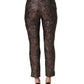Dolce & Gabbana Burgundy Grey Floral Jacquard Straight Pants