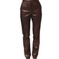 Dolce & Gabbana Metallic Brown High Waist Tapered Leg Pants