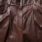Dolce & Gabbana Brown Leather High Waist Tapered Leg Pants