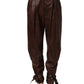 Dolce & Gabbana Brown Leather High Waist Tapered Leg Pants
