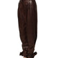 Dolce & Gabbana Brown Leather High Waist Tapered Leg Pants