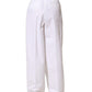 Dolce & Gabbana White Cotton High Waist Pleated Wide Leg Pants