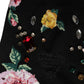Dolce & Gabbana Black Floral Cotton High Waist Tapered Pants