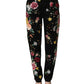 Dolce & Gabbana Black Floral Cotton High Waist Tapered Pants
