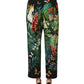 Dolce & Gabbana Black Tropical Print Cotton HighWaist Pants