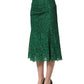 Dolce & Gabbana Green Lace High Waist Mermaid Midi Skirt