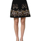 Dolce & Gabbana Black Floral Embellished A-line Mini Skirt