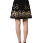 Dolce & Gabbana Black Floral Embellished A-line Mini Skirt