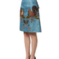Dolce & Gabbana Blue Jacquard Embroidered A-line Skirt