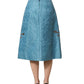 Dolce & Gabbana Blue Jacquard Embroidered A-line Midi Skirt
