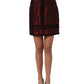 Dolce & Gabbana Red Black Floral Lace Jacquard Mini Skirt