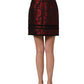 Dolce & Gabbana Red Black Floral Lace Jacquard Mini Skirt