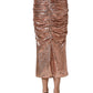 Dolce & Gabbana Rose Gold Sequin High Waist Ruched Maxi Skirt