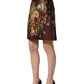 Dolce & Gabbana Burgundy Floral HighWaist A-line Mini Skirt