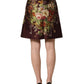Dolce & Gabbana Burgundy Floral HighWaist A-line Mini Skirt