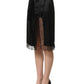 Dolce & Gabbana Black Lace Trimmed Satin Side Slit Skirt