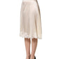 Dolce & Gabbana Off White Lace Trimmed Satin High Waist Skirt
