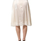 Dolce & Gabbana Off White Lace Trimmed Satin High Waist Skirt