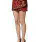 Dolce & Gabbana Maroon Floral Jacquard Rhinestone Mini Skirt