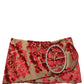 Dolce & Gabbana Maroon Floral Jacquard Rhinestone Mini Skirt