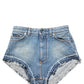 Dolce & Gabbana Blue Cotton High Waist Denim Hotpants Shorts