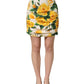 Dolce & Gabbana White Rose Print HighWaist Sheath Mini Skirt