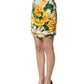 Dolce & Gabbana White Rose Print HighWaist Sheath Mini Skirt