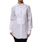 Dolce & Gabbana White Cotton Tuxedo Bib Long Sleeve Dress Shirt