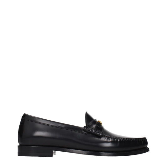 Celine Black Leather Slip-On Loafers