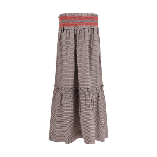 Ganni Brown Cotton Midi Skirt