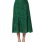 Dolce & Gabbana Green Lace High Waist Mermaid Midi Skirt