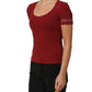 Ferre Black Wool Knit Deep V-Neck Long Sleeves Top