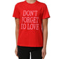 Dolce & Gabbana Red Graphic Cotton Jersey Crew Neck T-shirt