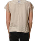 PINK MEMORIES Beige Cotton Lace Detailing Round Neck Top