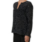 Bruno Manetti Black SIlk Long Sleeves Deep V-neck Blouse Top