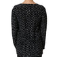 Bruno Manetti Black SIlk Long Sleeves Deep V-neck Blouse Top