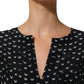Bruno Manetti Black SIlk Long Sleeves Deep V-neck Blouse Top