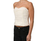 Elisabetta Franchi Off White Strapless Sweetheart Neck Top