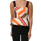 PINKO Multicolor Striped Cotton Sleeveless Draped Peplum Top