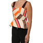 PINKO Multicolor Striped Cotton Sleeveless Draped Peplum Top